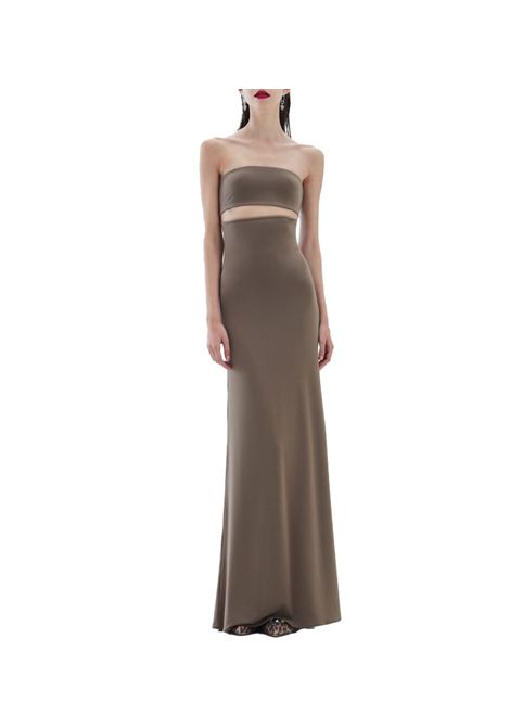 Abito Aniye by donna Demi 185788 Fango lungo tessuto stretch motivo cut out zip Aniye by | Abiti | 1857882422